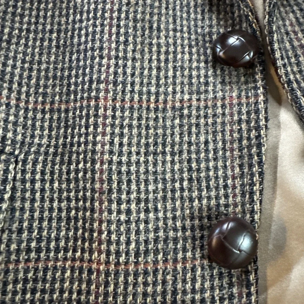 Evan Picone 40R Brown Multi Color Wool  Tweed Herringbone Jacket ELBOW PATCHES